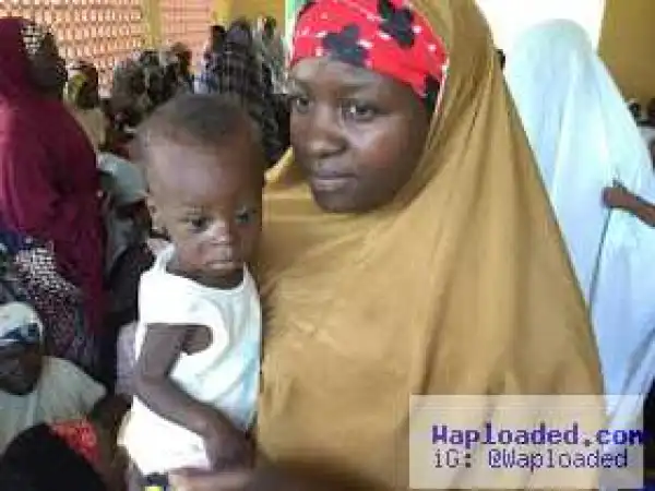 Photo of a malnourished child receiving treatment at a UNICEF centre in Kano